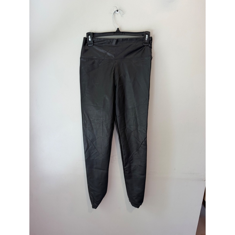 American Eagle Faux Leather Leggings Black High Waisted Matte Stretch Small